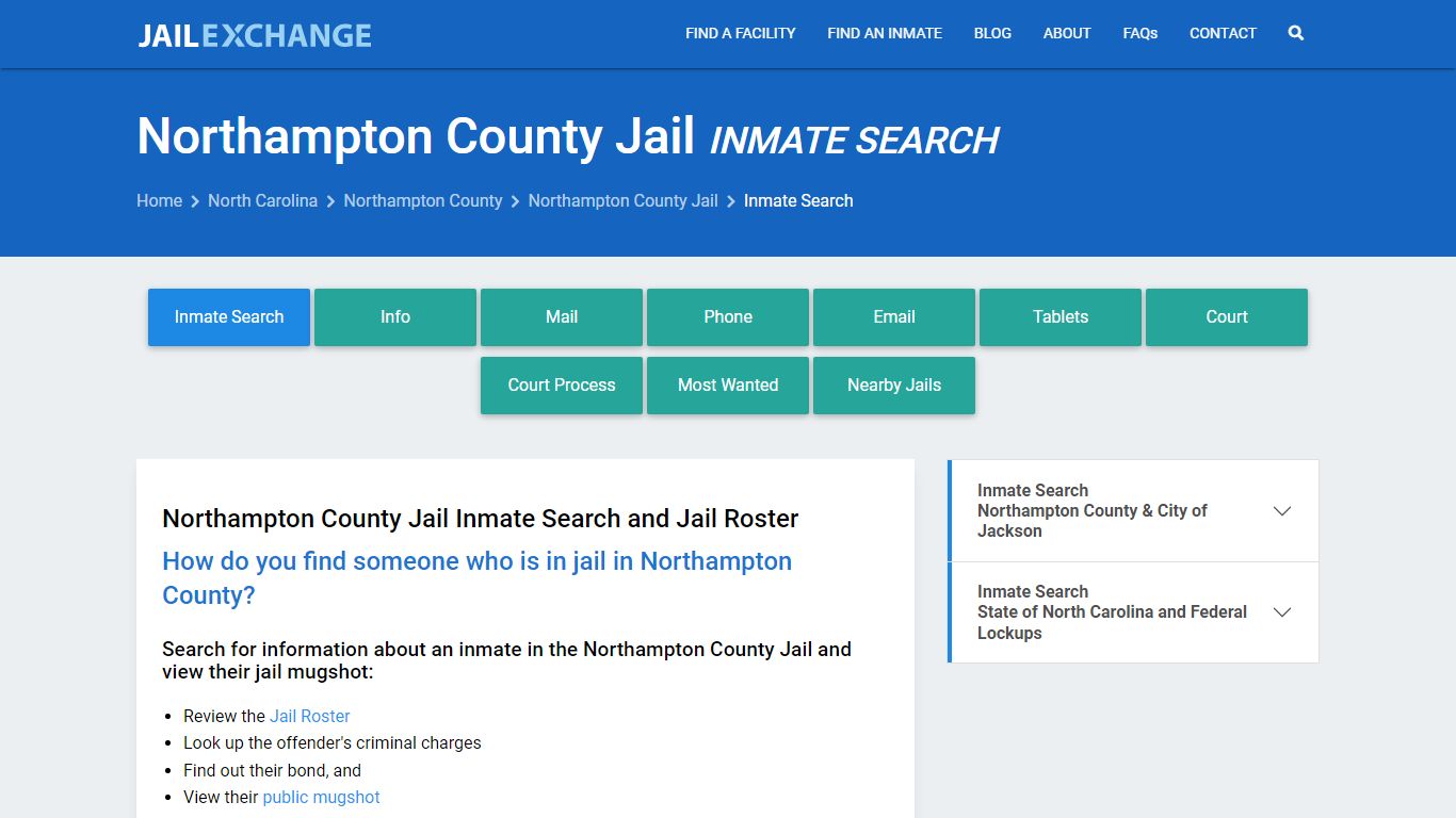 Inmate Search: Roster & Mugshots - Northampton County Jail, NC